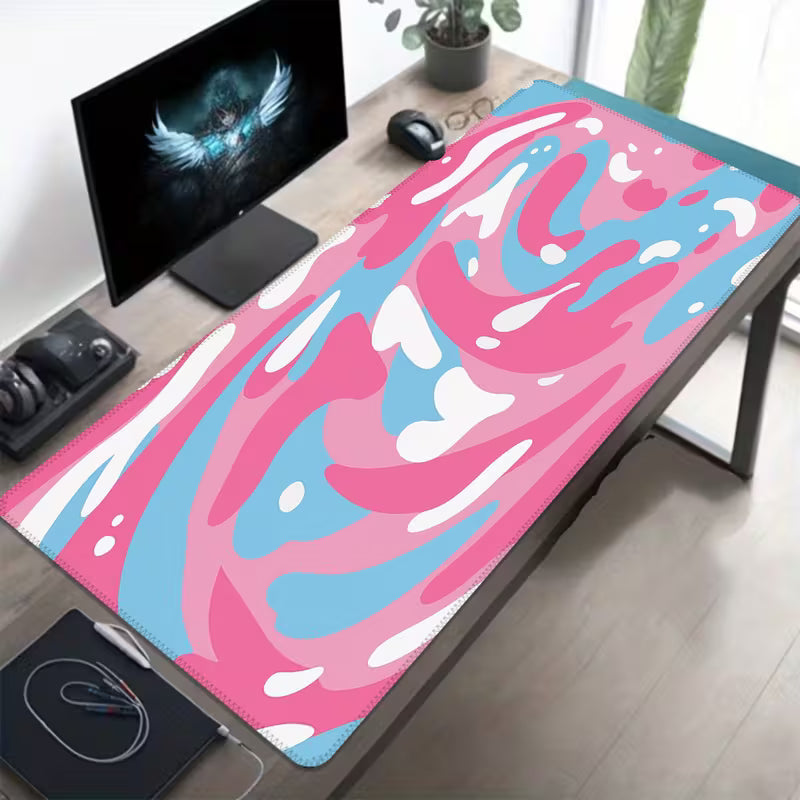 gaming mouse pad pink blue white